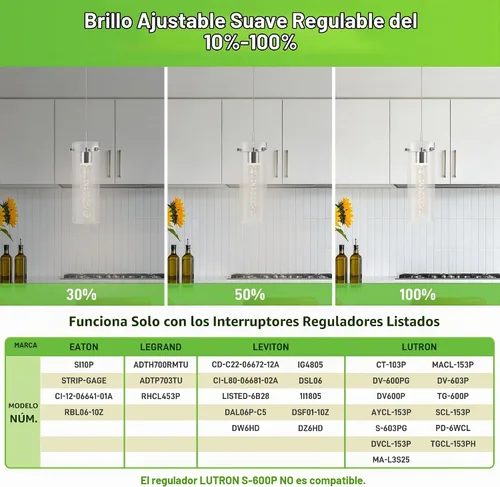 Vista 6 de hykolity Luz colgante de cristal de burbuja de 1 luz, lámpara LED regulable