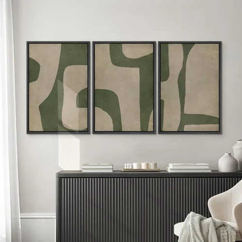 Vista 511 de SIGNWIN Lienzo enmarcado para pared, juego de arte neutro de bosque brumoso, ilustraciones en tono tierra, arte moderno, decorativo, bohemio