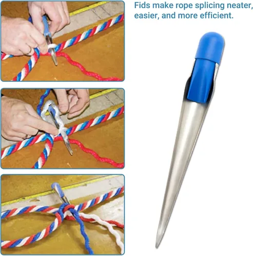 Vista 4 de Pico de empalme FID de cuerda de barco con mango de madera, accesorios marinos de acero inoxidable para línea de diámetro de alambre