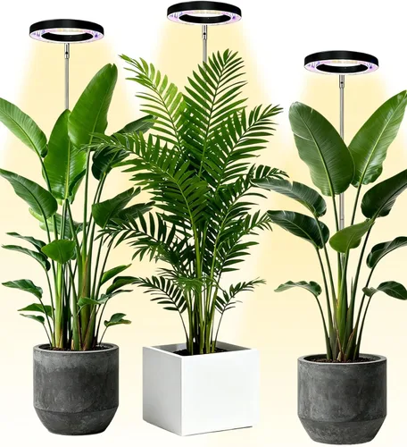 Vista 11 de yadoker 72 LEDs Luz de cultivo de plantas para plantas de interior, Luz de escritorio de aluminio con grano de madera de nogal LED, Altura