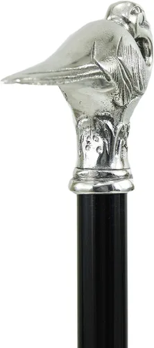 Vista 4 de Bastón personalizado hecho a mano en Italia, madera de haya, mango plateado brillante, regalo elegante para hombres, mujeres, personas mayores