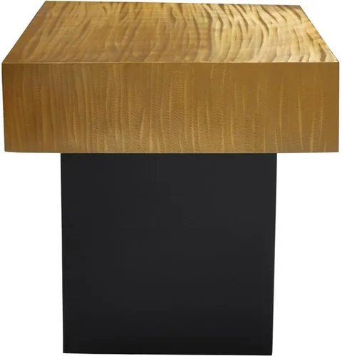 Vista 4 de Meridian Furniture Colección Palladium Modern Mesa auxiliar superior texturizada contemporánea con base de metal negro mate, 18 pulgadas de ancho