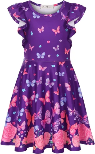 Vista 2 de Vestido sin mangas o de manga larga para niñas, vestidos informales con diseño de unicornio o sirena para niñas pequeñas o grandes