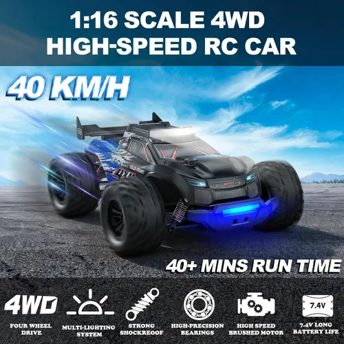 Vista 2 de Coche RC 4WD a escala 1:16 para adultos, camión de control remoto todo terreno de 40 KM/H - Vehículo eléctrico de alta velocidad de 2.4 GHz con 2