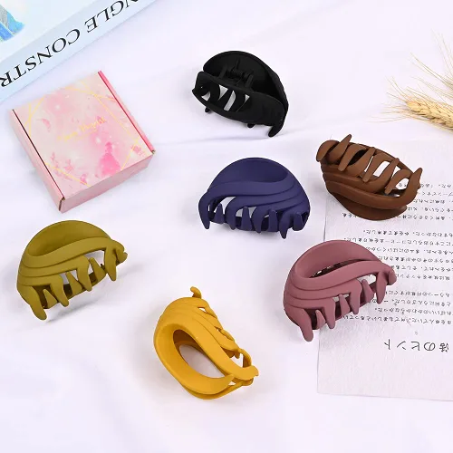 Vista 7 de Pinzas para cabello fino, mediano y grueso, pinzas de mandíbula de flores mate fuertes de 2.6 pulgadas para mujeres, niñas y niños, abrazaderas