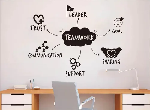 Vista 3 de Adhesivo de pared con cualidades de trabajo en equipo, calcomanías inspiradoras para oficina, decoración de trabajo en equipo, removible, sala