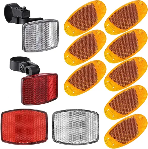 Vista 8 de VICDUEKG Kit de reflectores delanteros y traseros de bicicleta, 12 piezas de reflectores de radios de rueda de luz de bicicleta, accesorios de Blanco