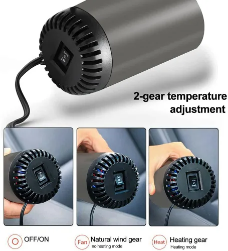 Vista 9 de Descongelador de parabrisas portátil de 12 V 150 W giratorio 180° para automóvil, SUV, camión, caravana, remolque, se conecta al encendedor