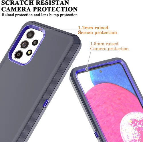 Vista 10 de YmhxcY Funda A53 5G, a prueba de caídas, 3 capas, duradera, a prueba de golpes, protección contra caídas, funda protectora de goma sólida mate