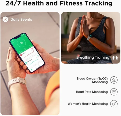 Vista 3 de Relojes inteligentes para mujer Fitness Rastreador de actividad física con marcarecepción de llamadas 247, ritmo cardíaco, monitor de sueño SpO2
