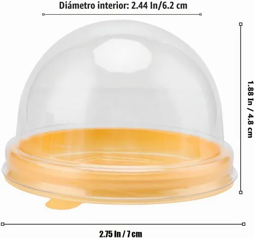 Vista 2 de Paquete de 200 mini cajas de plástico para tartas, caja transparente para cupcakes con tapas de cúpula, cajas redondas para cupcakes de plástico