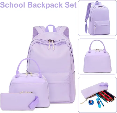Vista 52 de Bluboon Juego de mochila para adolescentes, mochila escolar para niñas, lonchera y lápices, bolsas para estudiantes, 3 en 1
