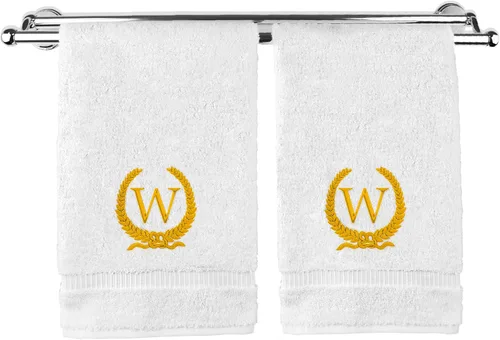 Vista 32 de Toalla de mano con monograma, regalo personalizado, 16 x 30 pulgadas, letra blanca bordada con diseño de corona en toalla negra, extra absorbente