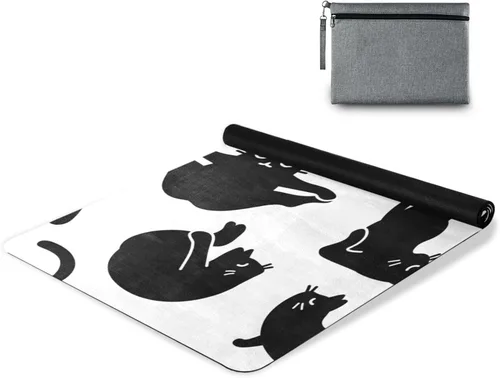 Vista 8 de Cute Chubby Frog Yoga Mat, 71 x 26 Inch Non-slip Yoga Mats Folding Travel Exercise Mat Indoor Outdoor Gym Pilates with Storage Bag for Women Men