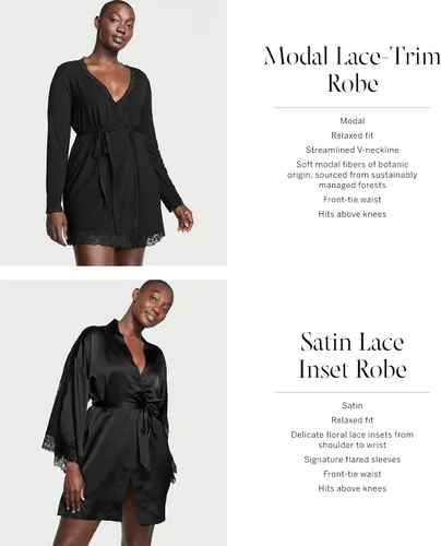 Vista 5 de Victoria's Secret Bata modal con ribete de encaje, ropa de dormir para mujer (XS-XXL)