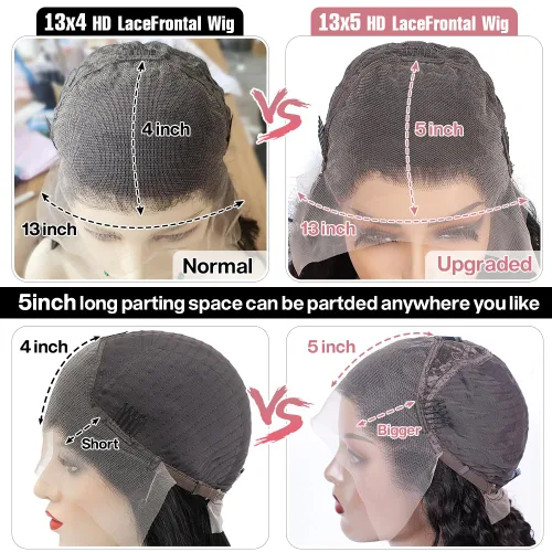Vista 7 de Keshon 13x5 Pelucas de encaje frontal transparente HD de pelo humano onda profunda 200% de densidad, peluca frontal de encaje 13x5 de pelo humano