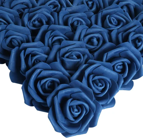 Vista 16 de IPOPU Cabezales de rosas artificiales, 100 rosas falsas de espuma negra de aspecto real para bricolaje, bodas, baby shower, centros de mesa 100