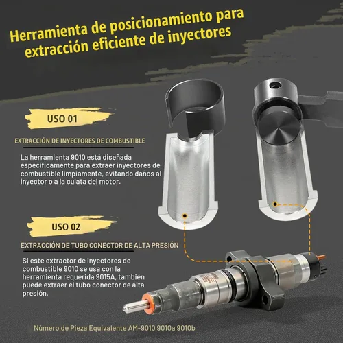 Vista 5 de Extractor de retiro del inyector de combustible 9010 para la herramienta de reparación del inyector diesel Cummins 5.9L y 6.7L, equivalente al