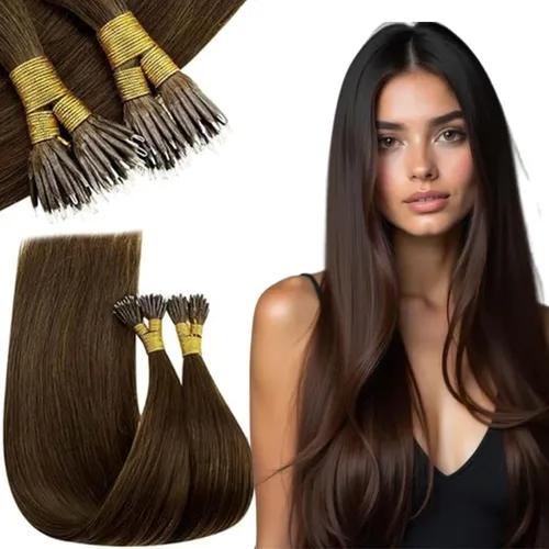 Vista 141 de RUNATURE Extensiones de cabello humano con punta en U, color marrón ceniza a rubio platino