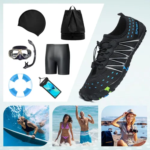 Vista 6 de ziitop Zapatos de agua para hombres y mujeres, para playa, descalzos, natación, escalada, piscina, calcetines, antideslizantes, transpirables