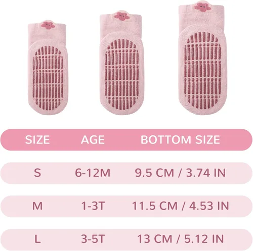 Vista 4 de BOOPH Calcetines antideslizantes para niños pequeños, 5 pares
