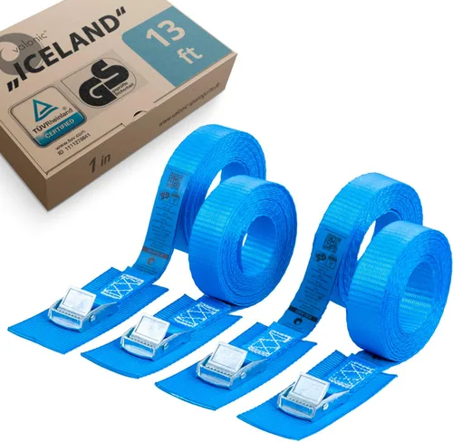 Vista 10 de valonic Islandia - Correas cortas de amarre - Paquete de 4, 1.6 pies x 1 pulgada, 1100 libras, certificado por TÜV Rheinl, almohadilla
