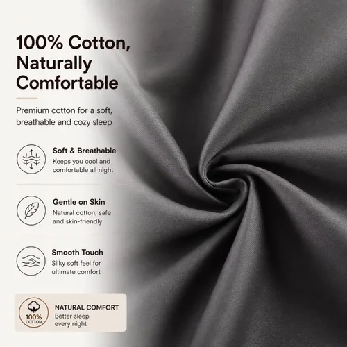 Vista 7 de Evolive Nueva Funda de Almohada Corporal de Hilo 300TC 100% Algodón con Cierre de Cremallera Oculto 21"x54" (Gris Carbón)