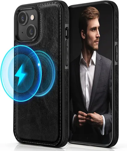 Vista 19 de LOHASIC - Funda de piel compatible con MagSafe para iPhone 14 Pro, color negro
