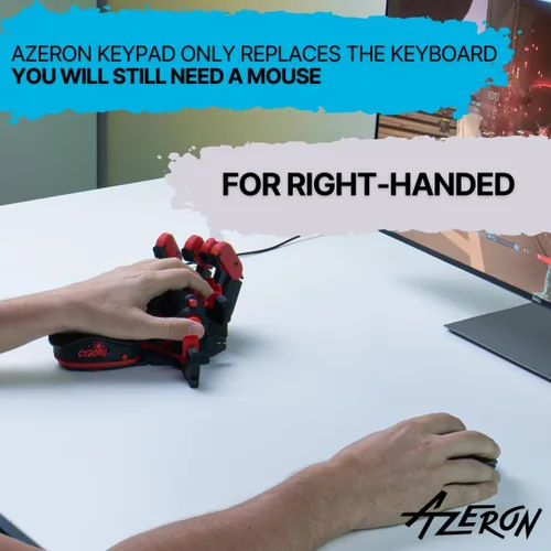Vista 6 de AZERON Cyborg - Teclado programable para juegos con una sola mano para juegos de PC, con pulgar analógico y 29 teclas programables, teclado impreso