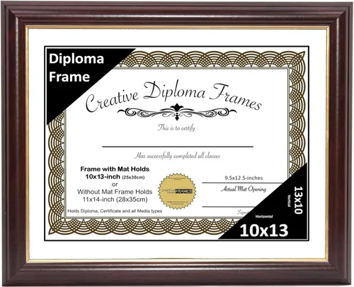 Vista 76 de Creative Picture Frames Marco para Diploma de Caoba con Borde Dorado de 12x16 pulgadas con Vidrio y Paspartú Negro y Colgadores de Pared Instalados