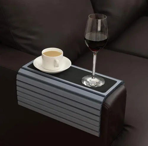 Vista 8 de GEHE Bandeja para Brazo de Sofá, Reposabrazos Flexible/Desplegable, Soporte para Tazas de Brazo de Sofá, Ideal para Bebidas, Snacks y Control