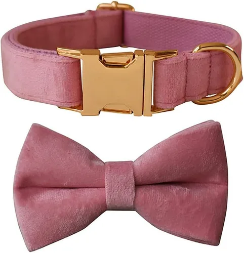 Vista 8 de Love Dream Collar de perro Bowtie de terciopelo, con hebilla de metal desmontable, suave, cómodo, ajustable, para perros pequeños, medianos