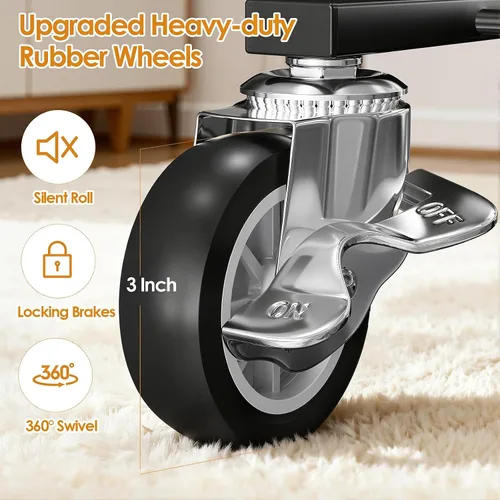 Vista 6 de Luxspire Perchero de ropa resistente, con carga de 600 libras, percheros con ruedas resistentes y estantes de 2 niveles, perchero ajustable