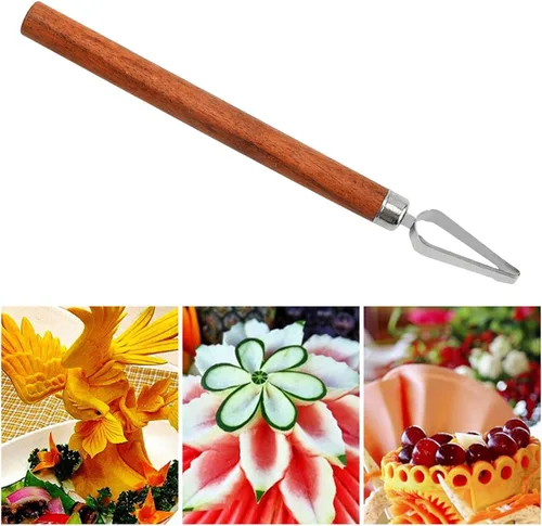 Vista 6 de Herramienta de escultura de cerámica, accesorios para adornar alimentos, multifunción, madera, simple, uso simple, cuchillo de tallar, herramienta