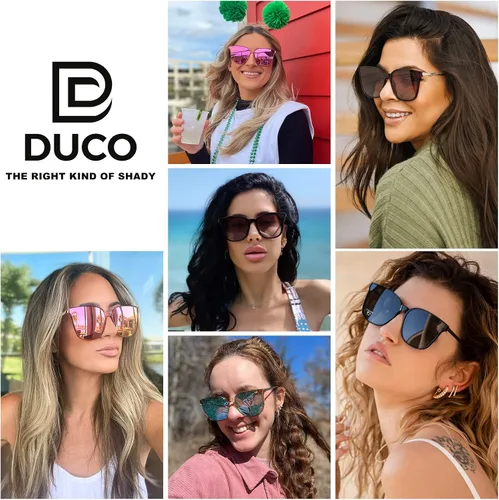 Vista 5 de Duco - Lentes de sol redondos vintage para mujeres y hombres con protección UV de moda para la playa