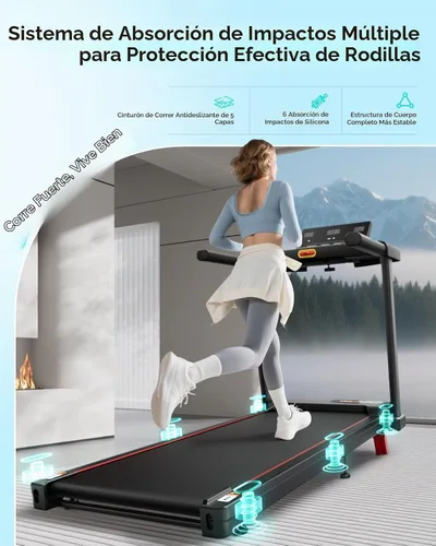 Vista 3 de TREAFLOW Cinta de correr para el hogar con inclinación, caminadora con barra de mango Negro