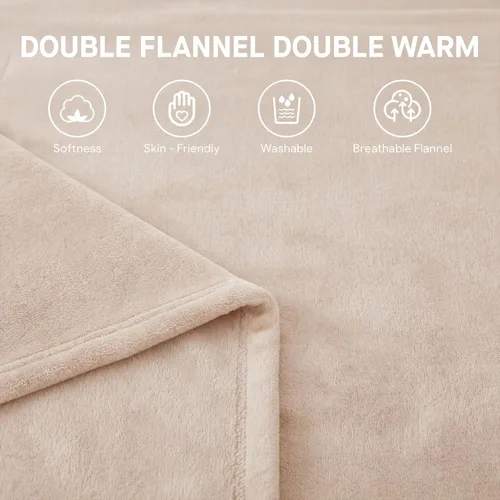 Vista 6 de Sealy - Manta eléctrica térmica tamaño 50"x60", manta eléctrica de franela doble suave con 6 niveles de calor y apagado automático de 2-10 horas