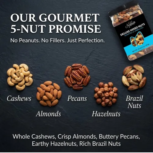 Vista 7 de Jaybee's Nueces mixtas sin sal 32 onzas Mezcla de nueces gourmet tostadas de lujo con anacardos, almendras, nueces, avellanas, nueces de Brasil