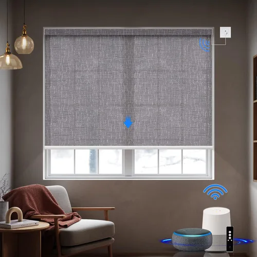 Vista 14 de Persiana enrollable motorizada de filtrado de luz funciona con HomeKit, Alexa, Google, persianas inteligentes 50% opacas para ventanas con motor