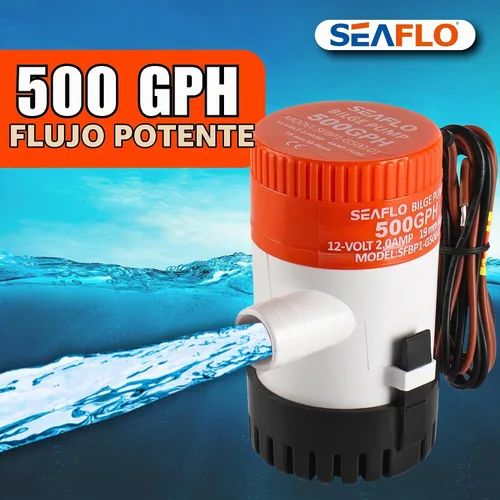 Vista 3 de SEAFLO Bomba de Sentina Serie 01 500 GPH – 12V, Salida de 3/4", Bomba Sumergible Marina con Protección Antibloqueo de Aire, Certificado CE y RoHS