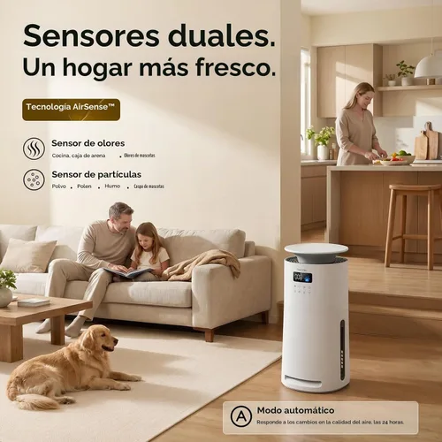 Vista 2 de Provirtec Purificador de aire para mascotas, sensores de olor y PM2.5