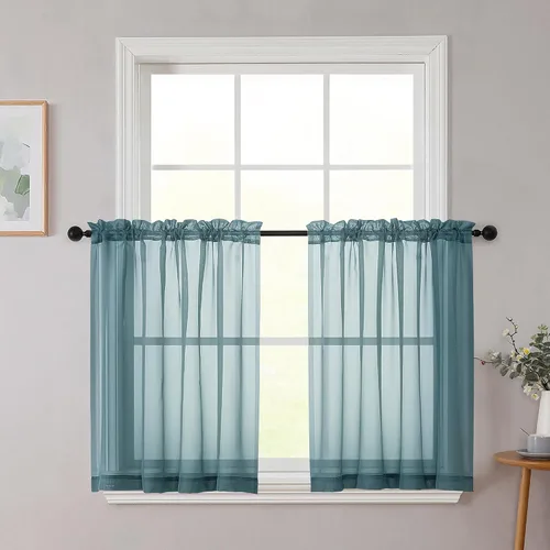 Vista 278 de 2 paneles de cortinas traslúcidas blancas para dormitorio, sala de estar, 96 pulgadas de largo, modernas, suaves, ligeras, con bolsillo para barra