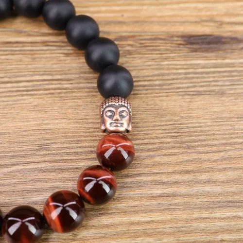 Vista 6 de COAI Pulsera de oración para hombre y mujer, Piedra, ónix