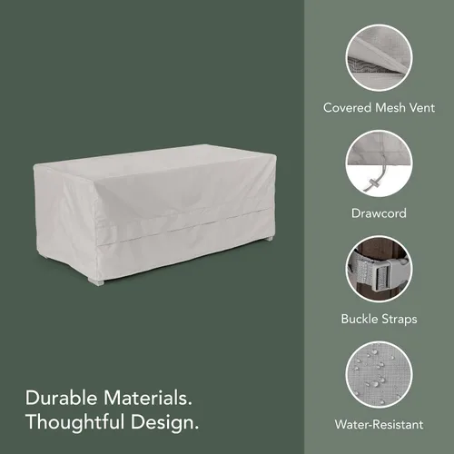 Vista 4 de Covermates Funda para caja de terraza, poliéster resistente, resistente a la intemperie, dobladillo con cordón, fundas para asientos y sillas, 60