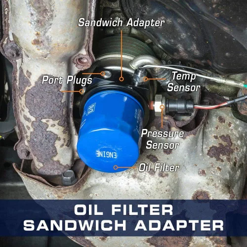 Vista 4 de GlowShift - Adaptador sándwich para filtro de aceite de 20 mm, rosca de 1,5