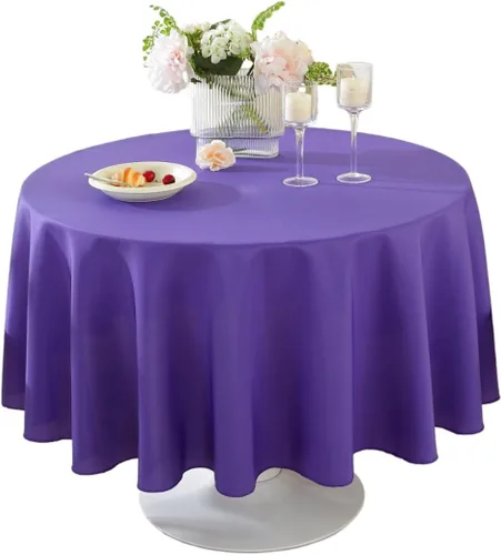 Vista 33 de Paquete de 2 Manteles Redondos de 120 Pulgadas de Carbón, Mantel de Poliéster Lavable para Uso en el Hogar, Fiestas, Bodas o Restaurantes. Gris