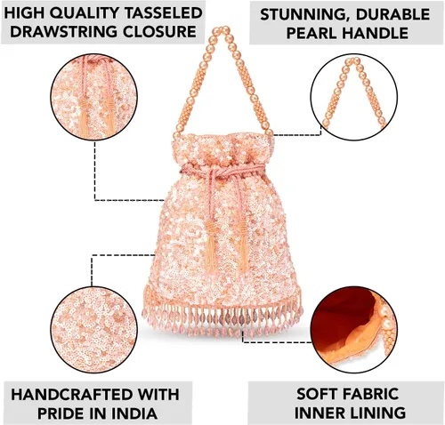 Vista 2 de Aheli Potli - Bolso de noche hecho a mano para mujer, elegante bolso de pulsera de moda nupcial para niñas