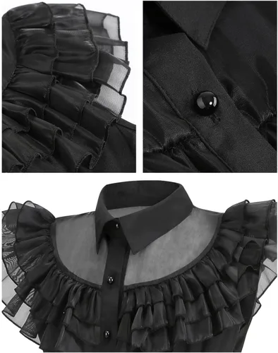 Vista 4 de Nerveol Disfraz negro para niñas, disfraz de Halloween para la familia, disfraz de cosplay, fiesta de princesa, vestido de 4 a 12 años