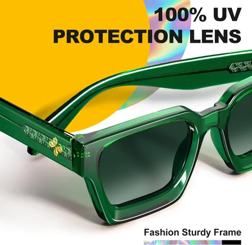 Vista 48 de VISOONE Moda 100% UV400 Protección Rectángulo TR90 Y2K Gafas de sol Accesorios para Mujeres Hombres RIVER, Transparente/Gris Rosa
