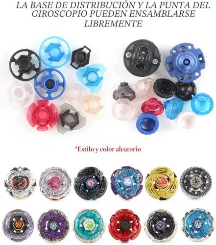 Vista 5 de Juego de trompos AIBREAY 12 trompos giratorios 3 lanzadores Juego de giroscopio de fusión metálica con caja de almacenamiento portátil Regalo